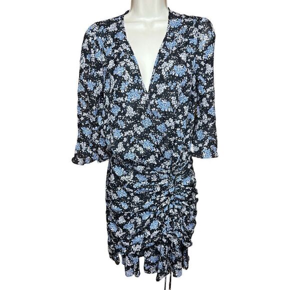 Veronica Beard Sean SILK Ruched Wrap Mini Dress NWT Size 0 - Picture 7 of 13